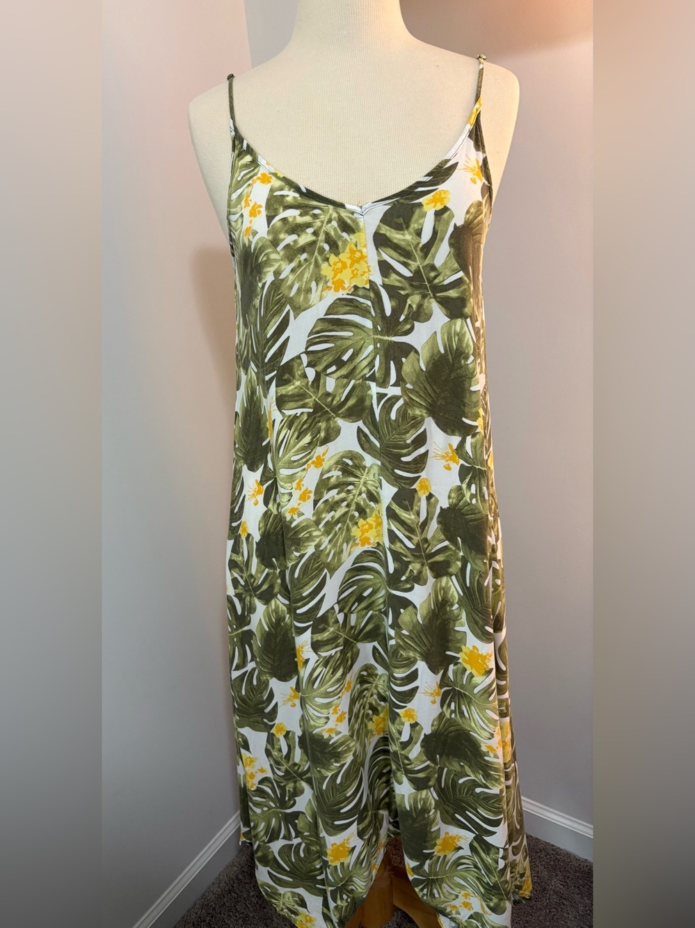 Tropical Leaf Slip Dress